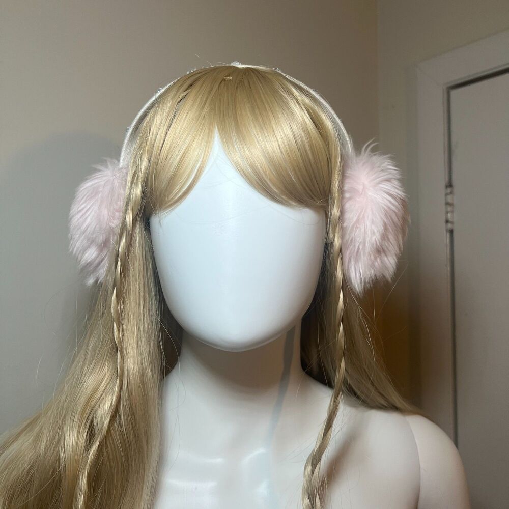 Vintage Y2K Rhinestone Faux-Fur Fuzzy Earmuffs - Coquette Fairy Princess Winter